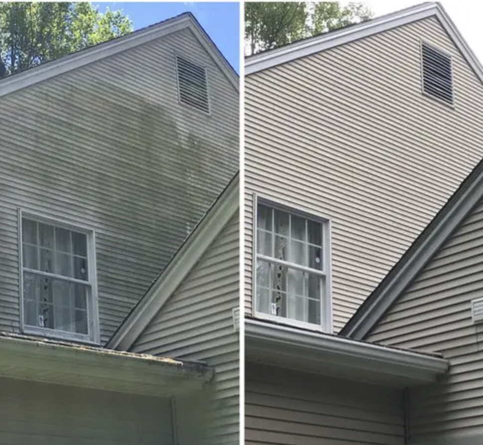 Vinyl siding cleaning using professional soft wash methods in Halifax.
