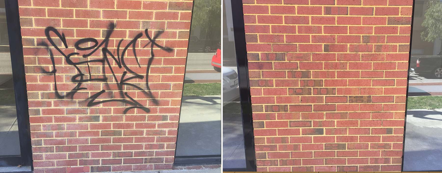 Before and after graffiti removal in Halifax