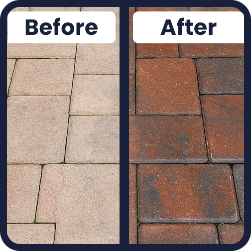 Before and after of pavers cleaning and sealed